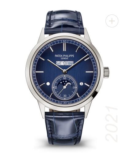 Patek Philippe Grand Complications Perpetual Calender 5236 Platinum Blue Replica Watch 5236P-001 - Click Image to Close